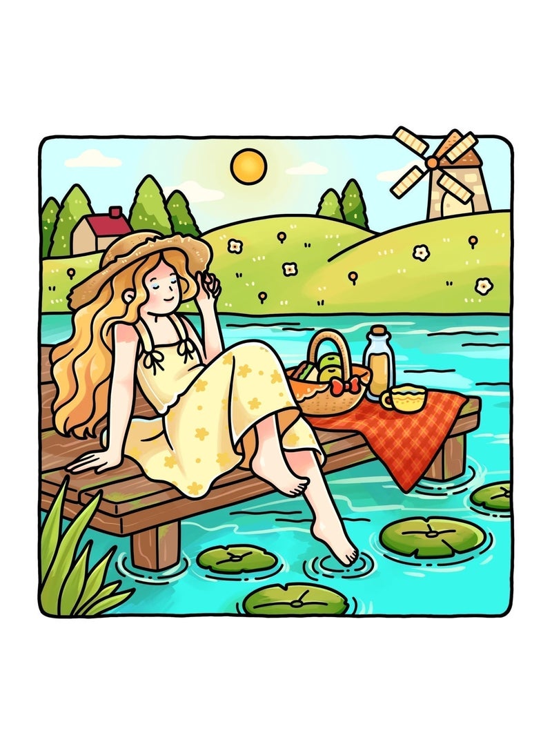 Lyaxm Soft Life:Relaxation Coloring Book, A Stress-Relief Coloring Book,  Cozy & Calming Coloring Book for Adults and Teens Featuring Gentle Daily Moments and Simple Joys,Cute Colouring Book with Easy and Simple Designs (Girl Theme Coloring Book) - Image 2